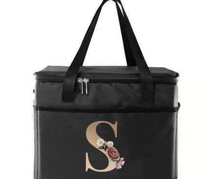 Sac Isotherme Toile Imprimée Initiale Dorée