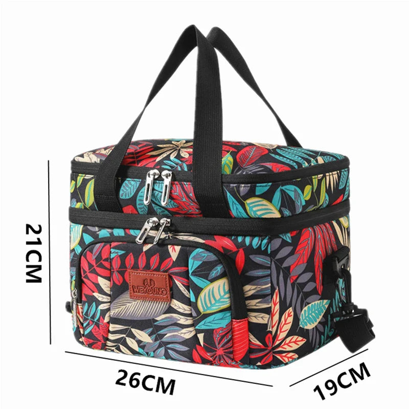 Sac Isotherme Portable Double Étages Floral