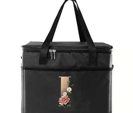 Sac Isotherme Canvas Imprimé Lettre Fleurie