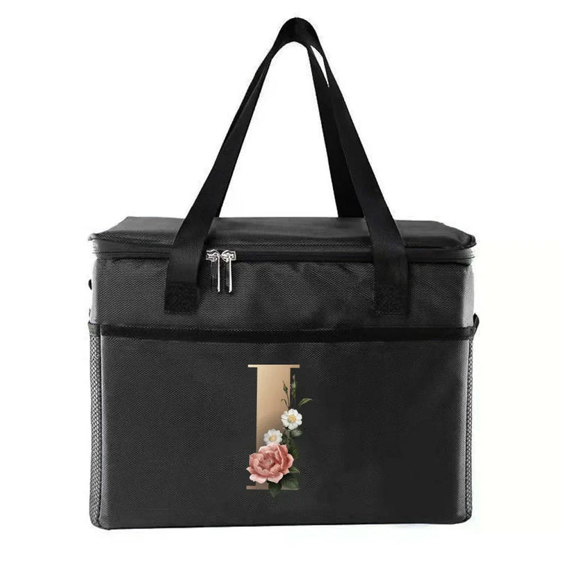 Sac Isotherme Canvas Imprimé Lettre Fleurie